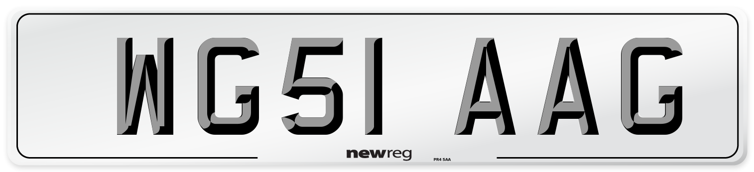 WG51 AAG Number Plate from New Reg